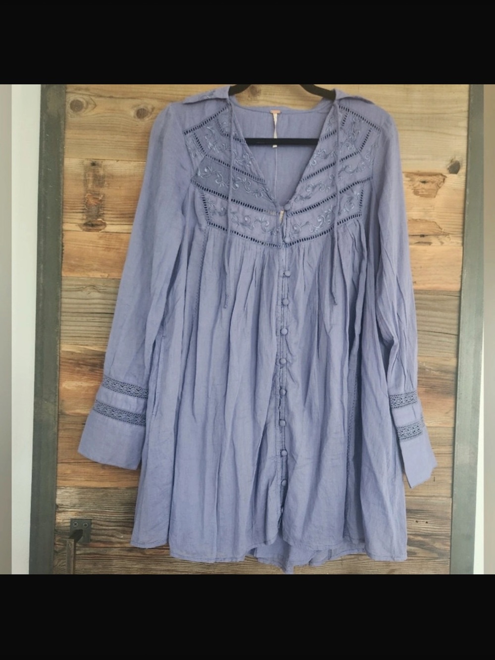 Free People Lavender Button-Front Boho Tunic Dress